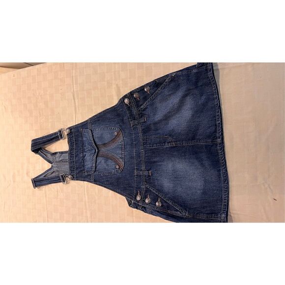 Squeeze Jeans Womens Square Neck Bib Overall Skirtall Denim Dress Blue Size 11 - Picture 3 of 11